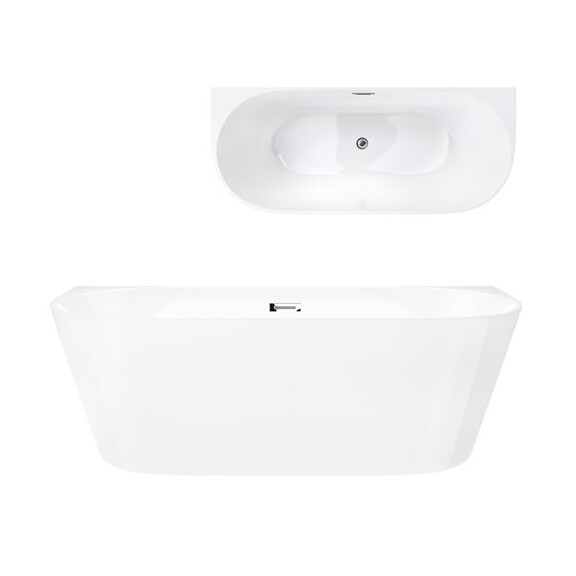 Wanna akrylowa, przyścienna wolnostojąca Mono Corsan 160 cm korek klik-klak chrom