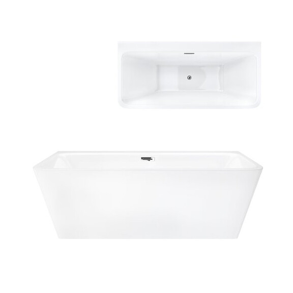 Wanna akrylowa, przyścienna wolnostojąca Iseo Corsan 160 cm korek klik-klak chrom