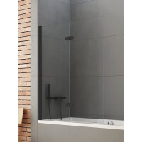 Czarny parawan wannowy 120x140 cm lewy P-0043 New Soleo Black New Trendy