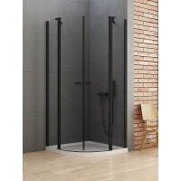 Czarna kabina półokrągła 80x80 K-0538 New Soleo Black New Trendy