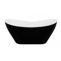 Wanna z konglomeratu czarno-biała 160 cm + klik-klak chrom Viya B&W Besco