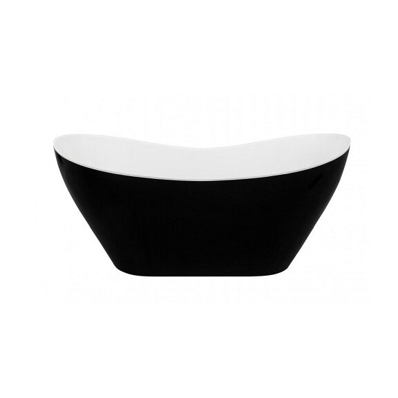 Wanna z konglomeratu czarno-biała 160 cm + klik-klak chrom Viya B&W Besco