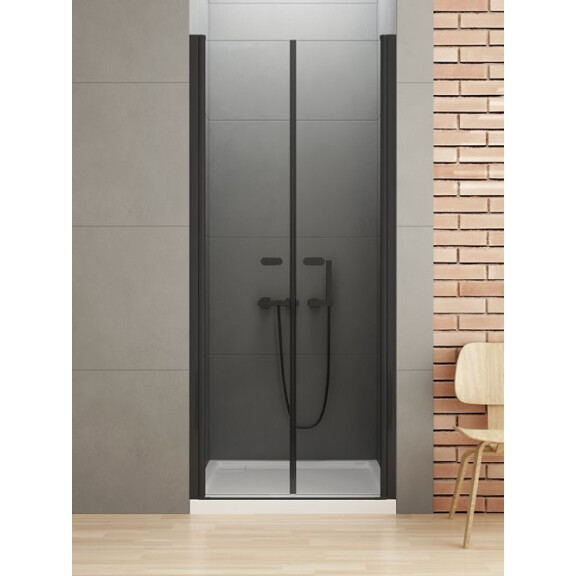 Czarne drzwi prysznicowe 90 cm D-0215A New Soleo Black New Trendy