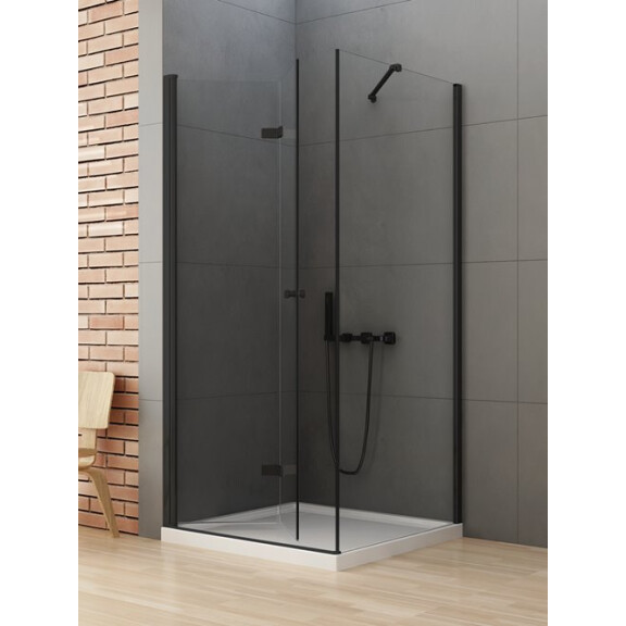 Kabina prysznicowa kwadratowa 90x90 lewa D-0235A/D-0115B New Soleo Black New Trendy