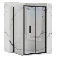 Czarna kabina prysznicowa, narożna 100x90 Rapid Fold Rea