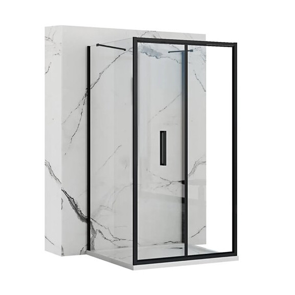 Czarna kabina prysznicowa przyścienna 100x80 Rapid Fold Rea