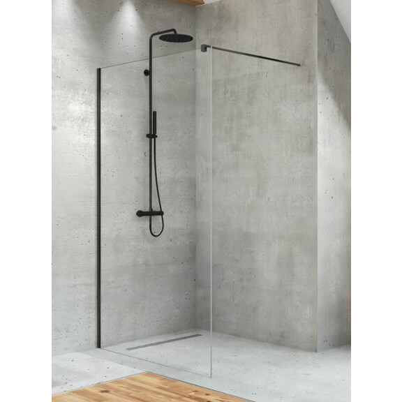 Czarna ścianka prysznicowa 140 cm Velio New Trendy D-0147B