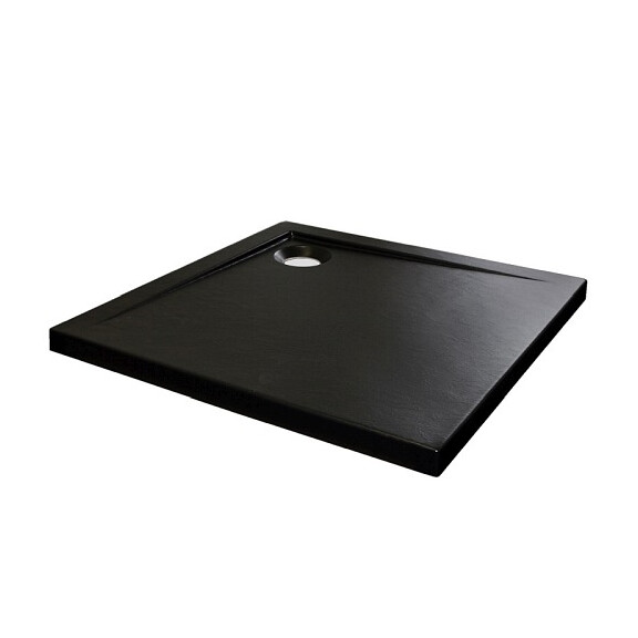 Czarny brodzik struktura kamienna 90x90 Cezar Kerra