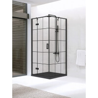 Kabina prostokątna 120x80 lewa D-0384A/D-0164B New Renoma Black New Trendy