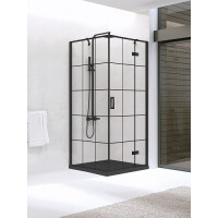 Kabina prostokątna 120x90 prawa D-0385A/D-0119B New Renoma Black New Trendy
