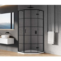 Kabina pięciokątna 90x90 prawa K-0678 New Azura Black New Trendy