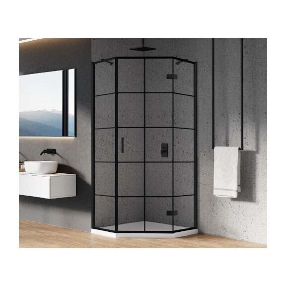 Kabina pięciokątna 90x90 prawa K-0678 New Azura Black New Trendy