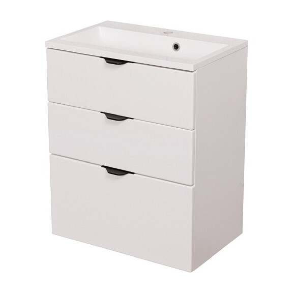 Biała szafka łazienkowa z umywalką 60/3 cm Victa