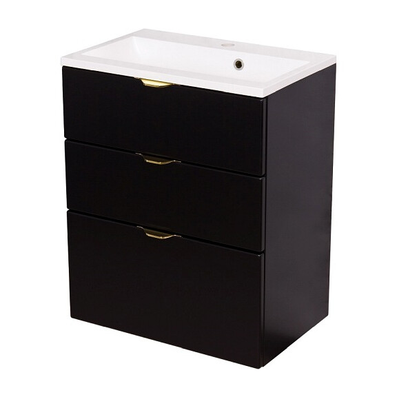 Czarna szafka łazienkowa z umywalką 60/3 cm Victa