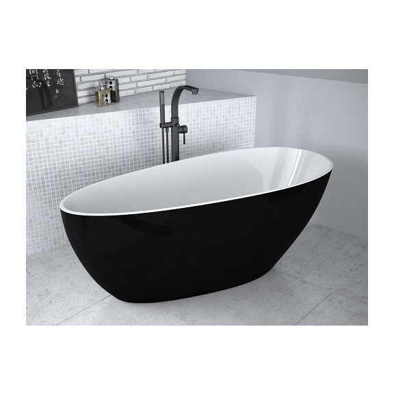 Wanna wolnostojąca z konglomeratu + klik-klak chrom Goya 142 B&W Besco