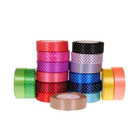 ALIGA Wstążka satynowa w kropki MIX