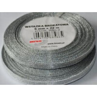 BREWIS Wstążka brokatowa srebrna 6mm