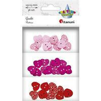 TITANUM Guziki drewniane serca w kropki