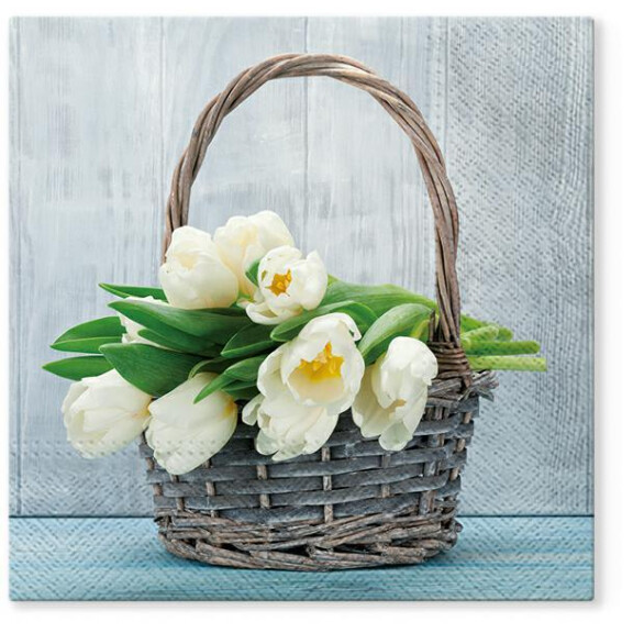 TETE SERWETKI TULIPANY BIAŁE 33x33