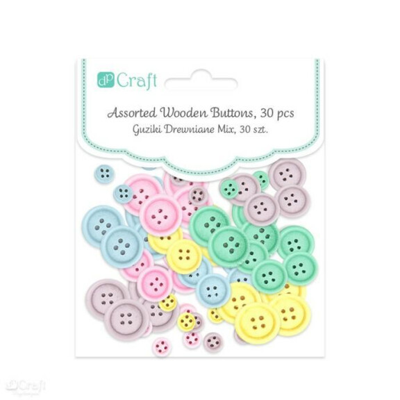 DpCraft Guziki drewniane MIX 30szt
