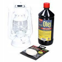 ISKRA Lampa naftowa BIAŁA + olej 1l +