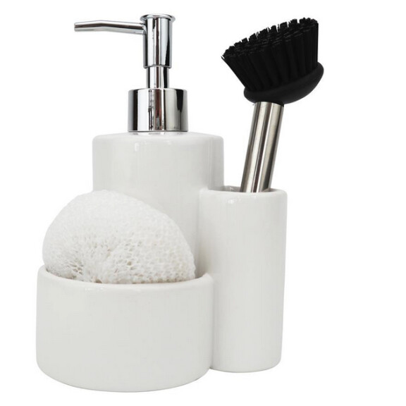 DELHAN Dozownik mydła z gąbką i szczotką