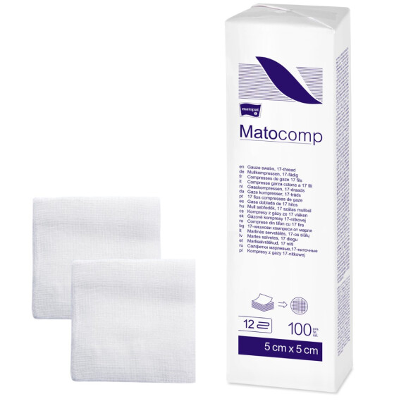 Matopat Matocomp Gázové kompresy na kozmetické účely 100 kusov 5 x 5 cm 17 12