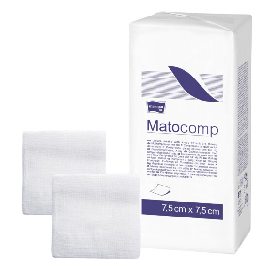 Matopat Matocomp Gázové kompresy na kozmetické účely 100 kusov 7,5 x 7,5 cm 17 8