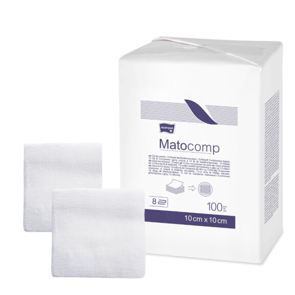 Matopat Matocomp Gázové kompresy na kozmetické účely 100 kusov 10 x 10 cm 13 8