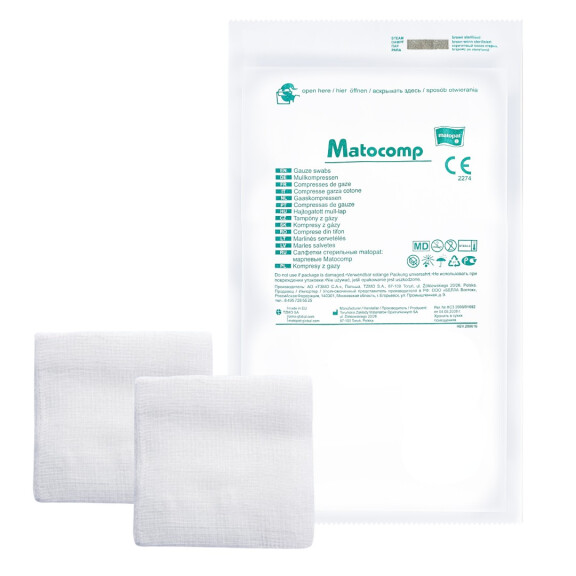 Matopat Matocomp Sterilné gázové kompresy na rany v blistri 10 x 20 cm 2 ks 16