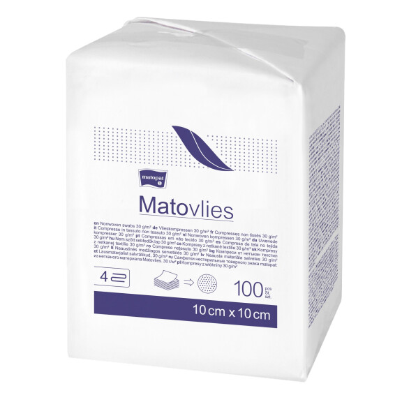Matopat Kompresy z netkanej textílie na kozmetiku v papierovom obale 100 ks 10 x 10 cm 4 30 g