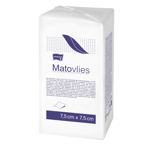 Matopat Matovlies Kompresy z netkanej textílie s RTG niťou 100 kusov 7,5 x 7,5 cm 4 40 g