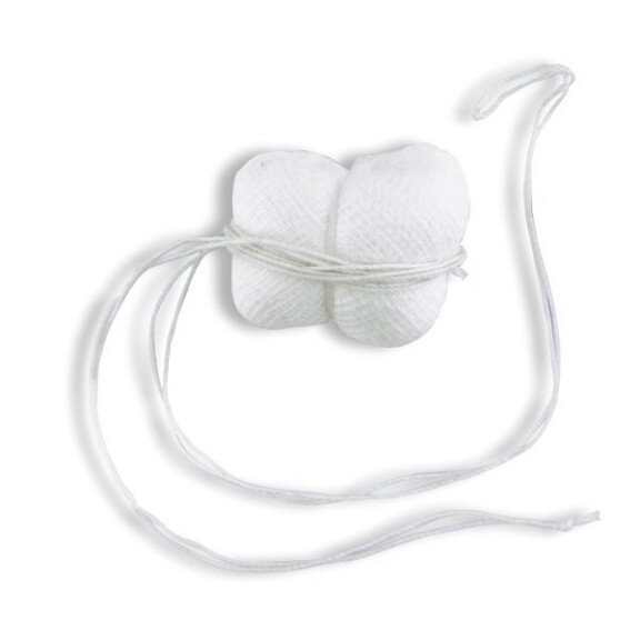 Absorba – vato-gázové tampóny s dvoma viazačkami na tamponádu 1,5 x 2 cm 1 ks