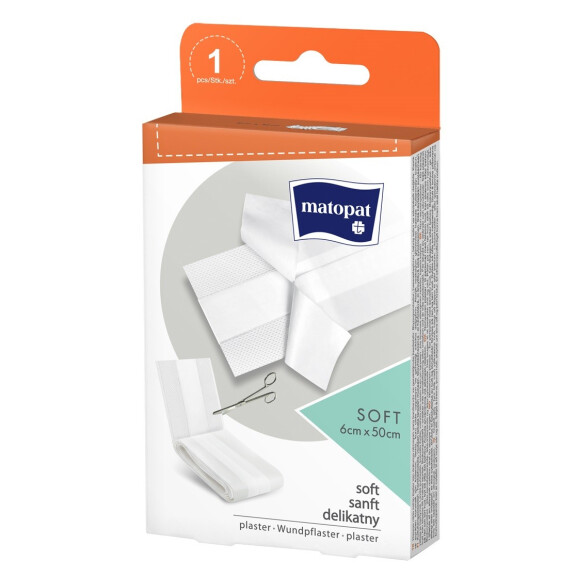Matopat SOFT strihacia náplasť s vankúšikom na rany pre citlivú pokožku 6 x 50 cm 1 ks