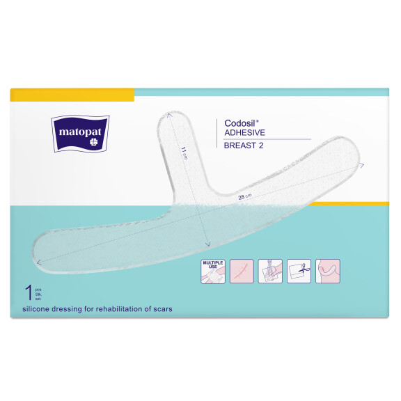 Tricomed Codosil Adhesive Breast silikónová náplasť na jazvy po operácii pŕs 1 ks Prsia 2