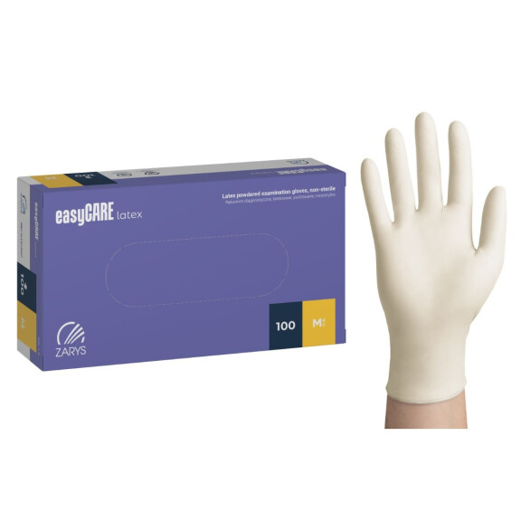 EasyCARE Latexové jednorazové rukavice pudrované na vyšetrenie M