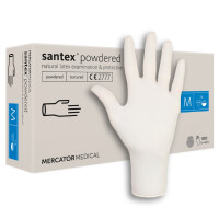 Mercator Santex Powdered latexové rukavice jednorazové pudrované pre zdravotníkov M 100 ks Prírodné