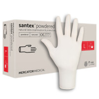 Mercator Santex Powdered latexové rukavice jednorazové pudrované pre zdravotníkov L 100 ks Prírodné