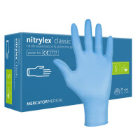 Nitrilové rukavice Mercator Nitrylex Classic na vyšetrenie nepudrované S 100 ks Blau