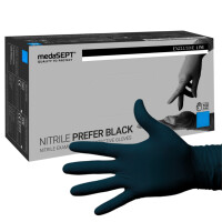 medaSEPT Nitrile Black PF jednorazové nitrilové rukavice čierne pre zdravotníkov M 100 ks Čierna