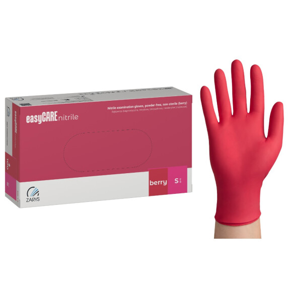 Nitrilové rukavice easyCARE Berry ružové 100 ks na vyšetrenie S 100 ks Malina