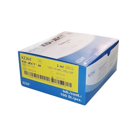 KDM KD-Ject III Tuberkulínová striekačka s ihlou 100 ks 1 ml 25G 0,5 x 16 mm