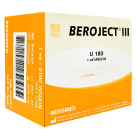 Beromed Inzulínové striekačky s ihlou Beroject III 100 ks. 1 ml 30G 0,3 x 8 mm U-100