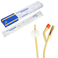 Dvojcestný latexový silikónovaný Foleyho urologický katéter s gumovým ventilom a balónikom 1 ks. CH18