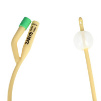 Dvojcestný latexový silikónovaný Foleyho urologický katéter s gumovým ventilom a balónikom 1 ks. CH14