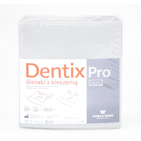 Weber&Weber Jednorazové stomatologické podbradníky DentixPro s vreckom 50 ks Biela