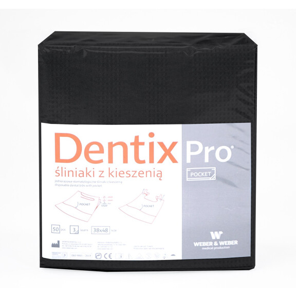 Weber&Weber Jednorazové stomatologické podbradníky DentixPro s vreckom 50 ks Čierna