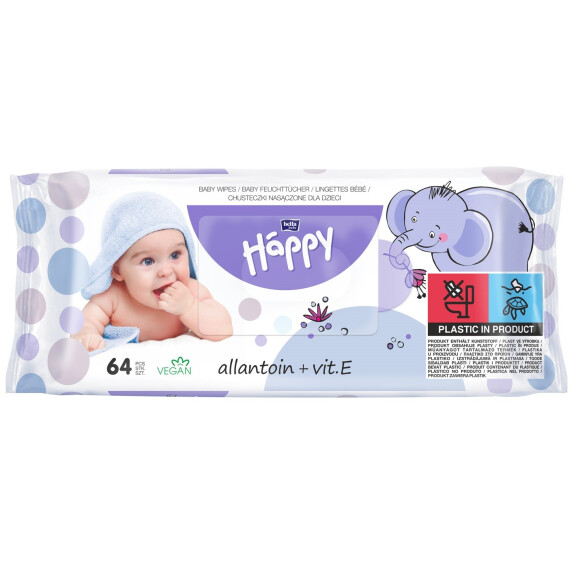 Bella Baby Happy Vlhčené obrúsky s vitamínom E a alantoínom pre deti 64 ks
