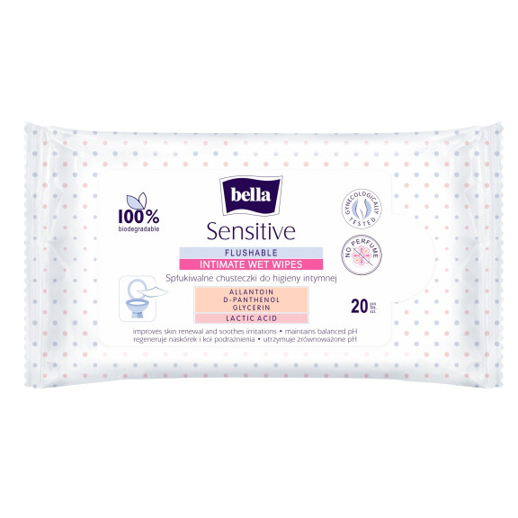 Intímne obrúsky Bella Sensitive na intímnu hygienu pre ženy 20 ks
