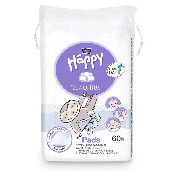 Bella Baby Happy Bavlnené kozmetické tampóny pre deti 60 ks